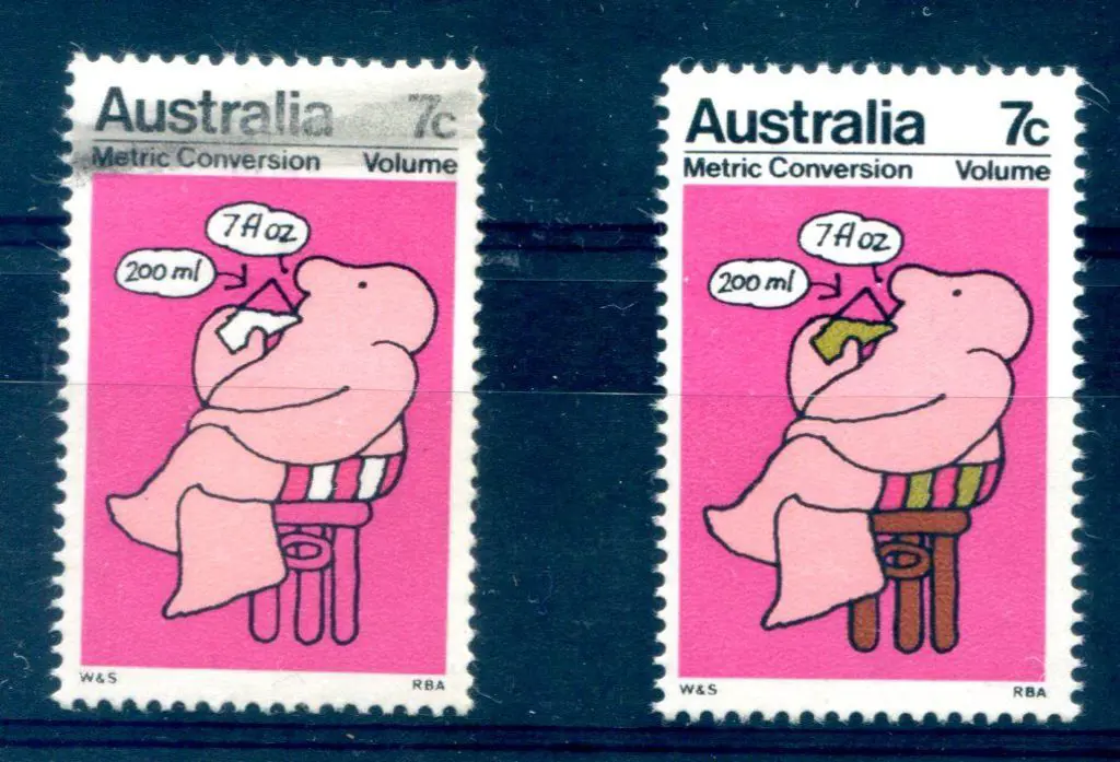 1973 7¢ Metric Conversion "Volume" with smudged ... Image 1++
