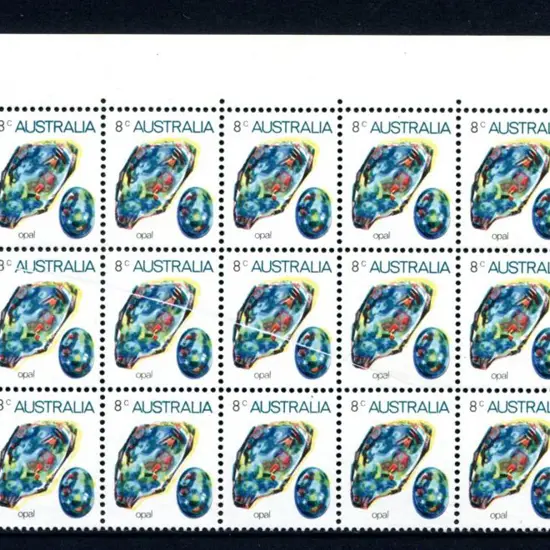 1973 8¢ opal top right marginal block of 18 ...