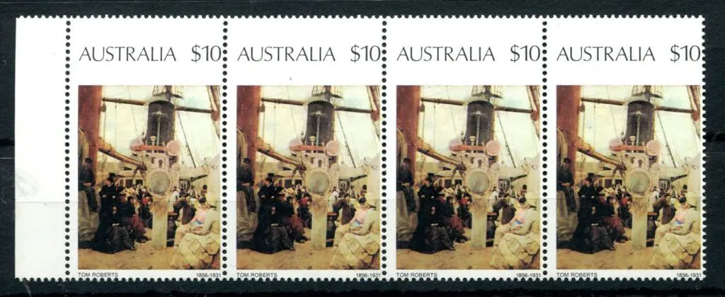 1977 $10 Coming South painting in horiz strip of 4 ... Image 1++