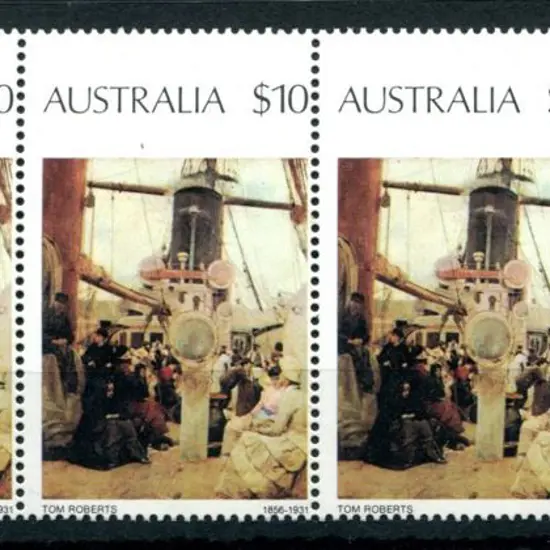 1977 $10 Coming South painting in horiz strip of 4 ...