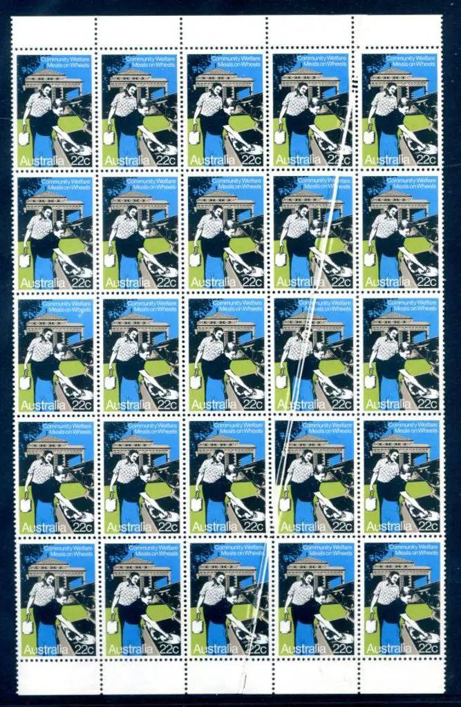 1980 22c "Meals on Wheels" block of 25 with ... Image 1++