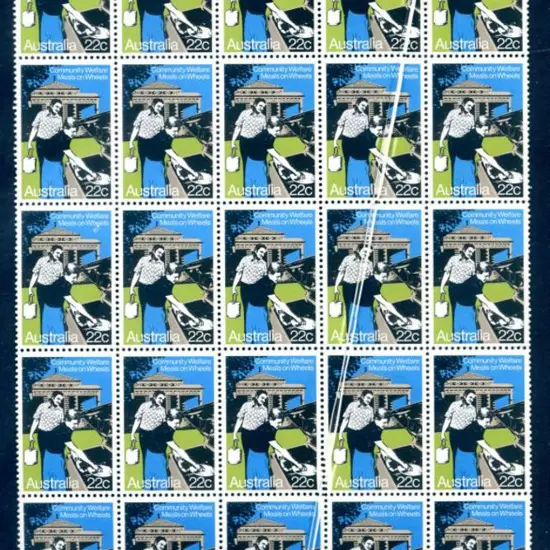 1980 22c "Meals on Wheels" block of 25 with ...