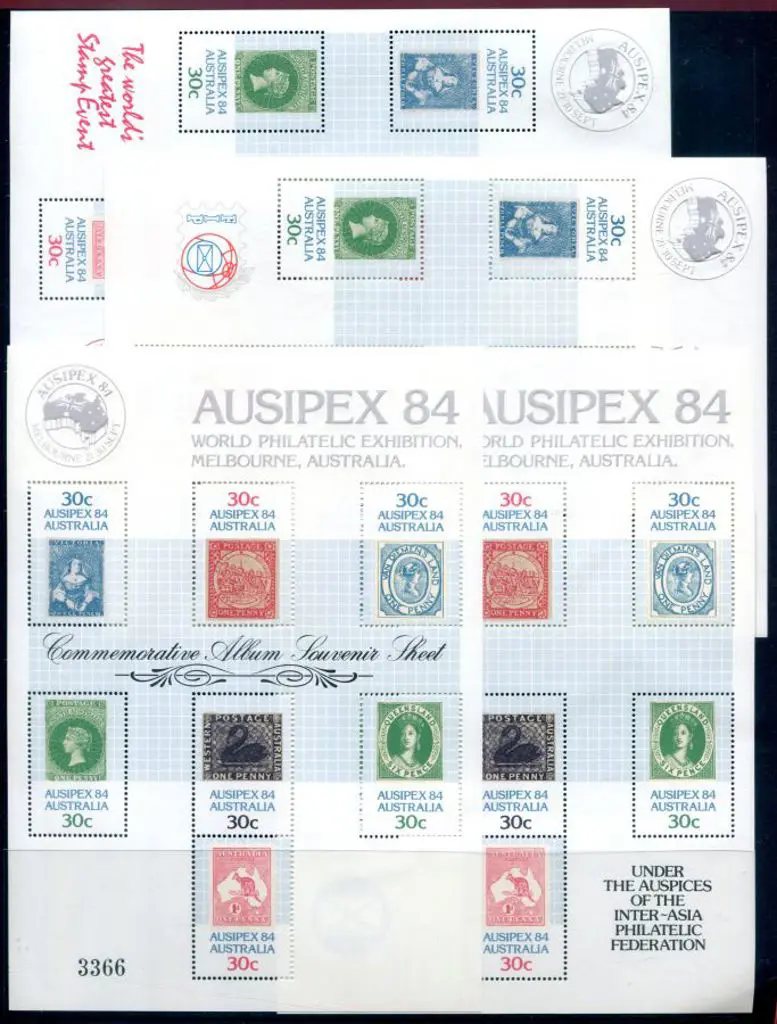 1984 Ausipex Miniature Sheets overprinted "World's ... Image 1++