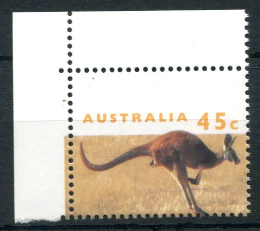 1994 45¢ kangaroo in motion sheet stamp with top ... Image 1++