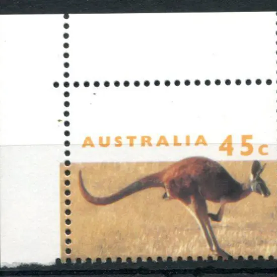 1994 45¢ kangaroo in motion sheet stamp with top ...