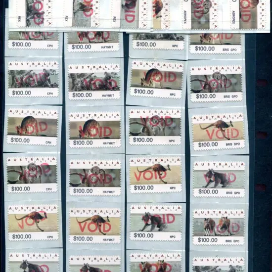 1994 Kangaroos & Koalas CPS strips of 6 x $100.00 ...