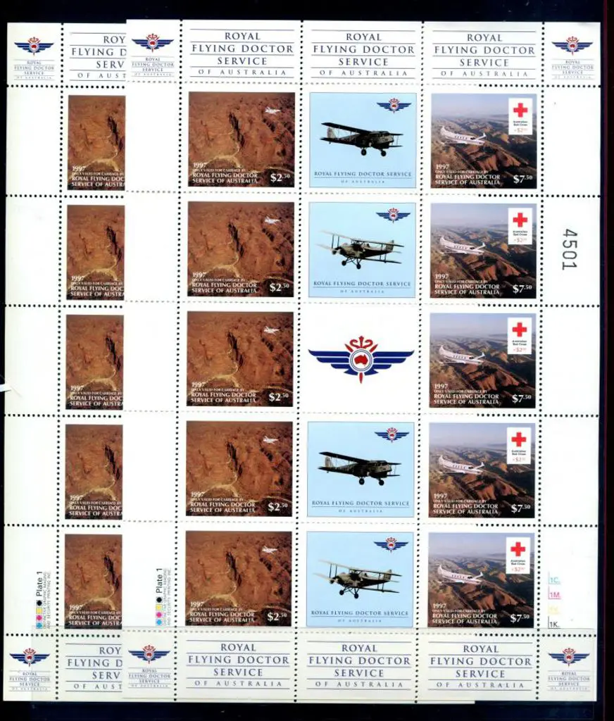 1997 $50 Royal Flying Doctor sheetlets of 10 with ... Image 1++