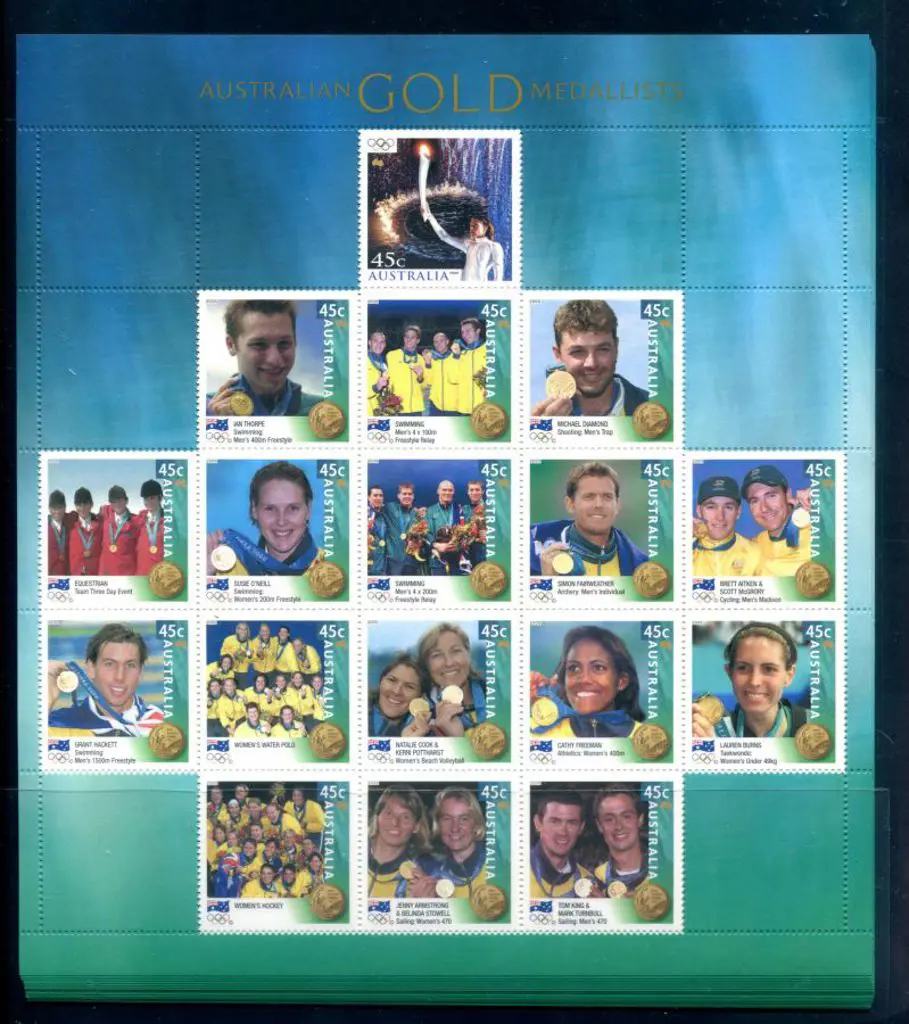 2000 Australian Gold Medallists sheetlet of 17 x ... Image 1++