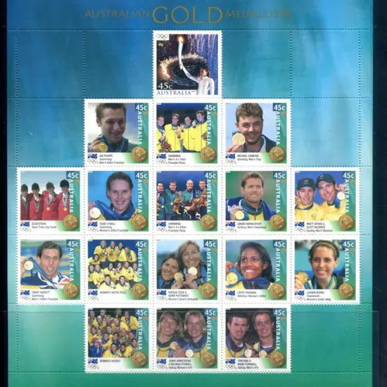 2000 Australian Gold Medallists sheetlet of 17 x ...