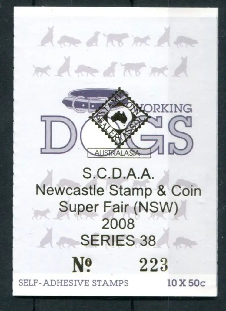 2008 $5 Working Dogs S/A booklet ovptd "S.C.D.A.A. ... Image 1++
