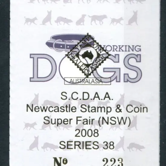 2008 $5 Working Dogs S/A booklet ovptd "S.C.D.A.A. ...