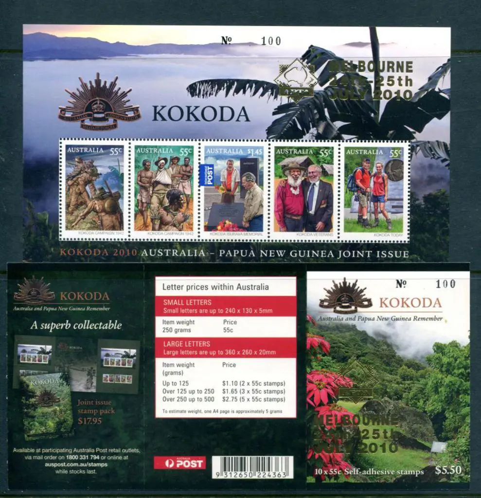 2010 $5.50 Kokoda & matching M/S both ovptd ... Image 1++