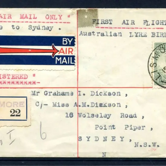 1931 (15th Feb) 1/- lyrebird tied by Lismore NSW ...