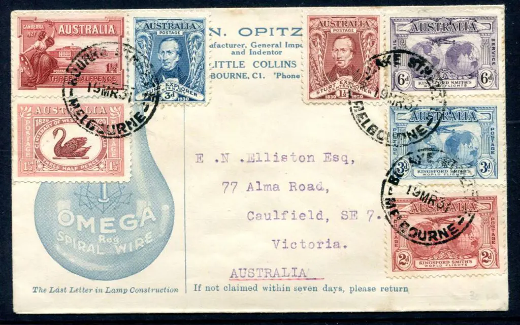 1931 (19th Mar) Kingsford Smith set of 3 on ... Image 1++