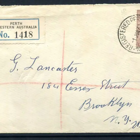 1932 (1st June) 6d red-brown kookaburra tied by ...