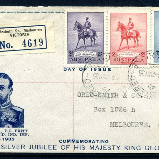 1935 (2nd May) Silver Jubilee set of 3 tied by ...
