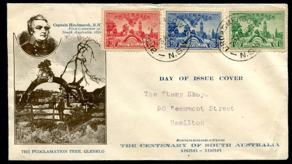 1936 (3rd Aug) South Aust Cent set of 3 tied by ... Image 1++