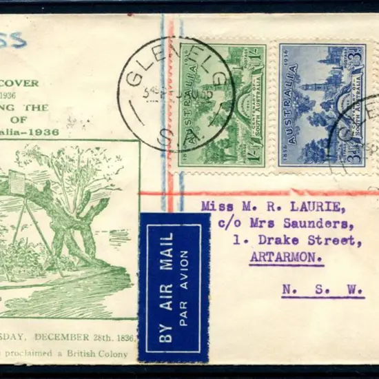 1936 (3rd Aug) South Aust Cent set of 3 tied by ...