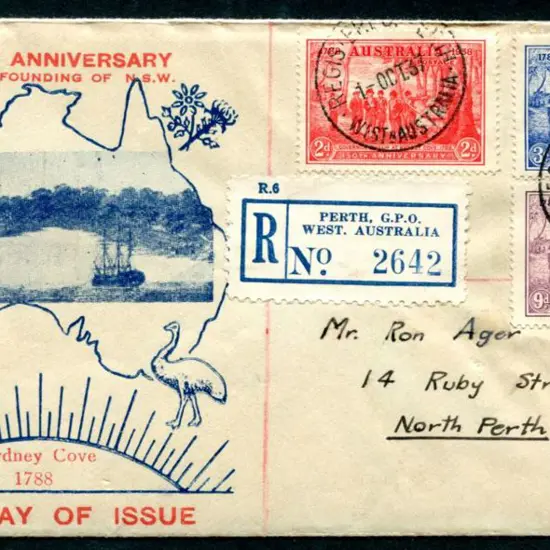 1937 (1st Oct) NSW Sesqui set of 3 on scarce Perth ...