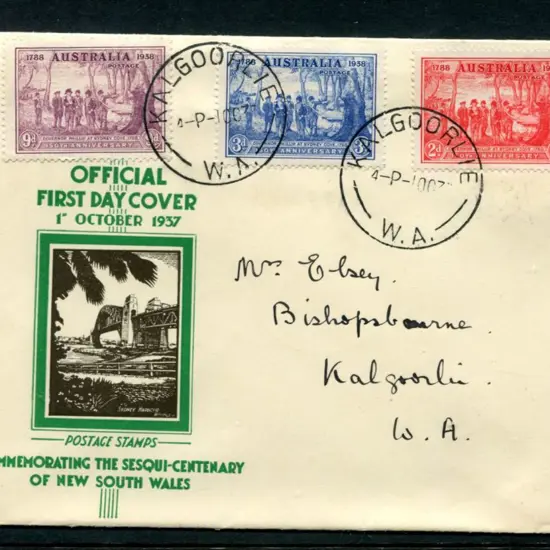 1937 (1st Oct) NSW Sesqui-Cent on Official Sydney ...
