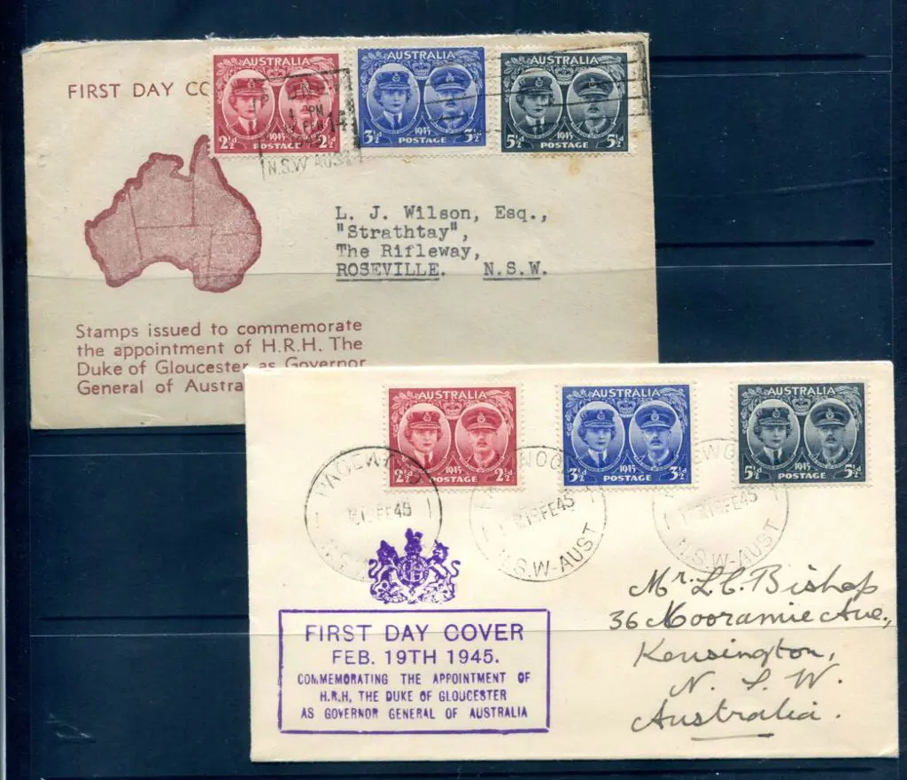1945 (9th Feb) Duke of Gloucester sets of 3 on 2 ... Image 1++