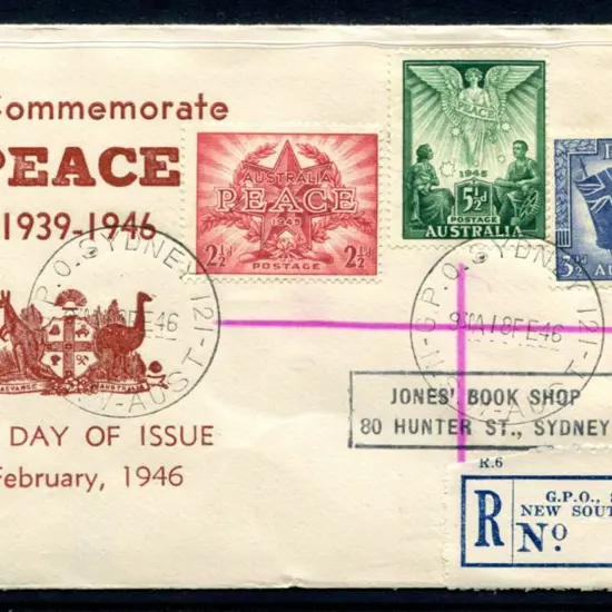 1946 (18th Feb) Peace set on unidentified Coat of ...