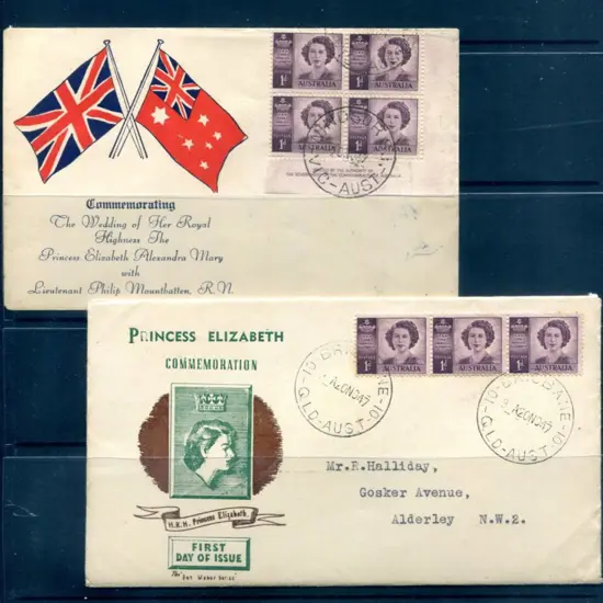 1947 (20th Nov) 1d Princess Elizabeth strip of 3 ...