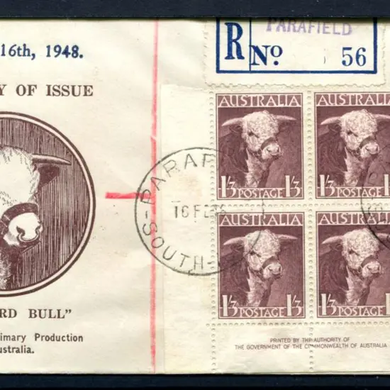 1948 (16th Feb) 1/3d "Hereford Bull" illust Arthur ...