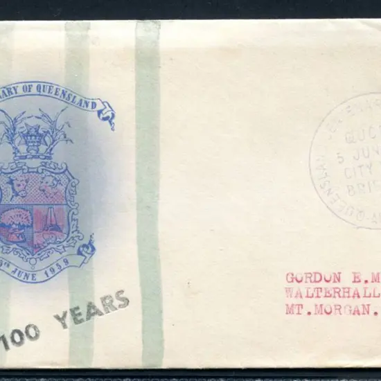 1959 (5th June) 4d Qld Centenary on AFDC Baulkham ...