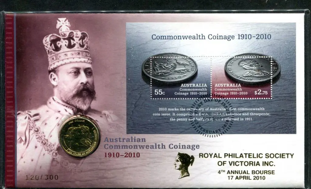 2010 (23rd Feb) Commonwealth Coinage $1 coin & M/S ... Image 1++