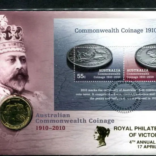 2010 (23rd Feb) Commonwealth Coinage $1 coin & M/S ...