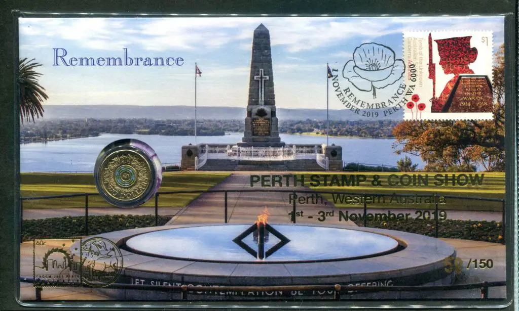2019 (1st Nov) Remembrance $2 RAM coloured coin ... Image 1++