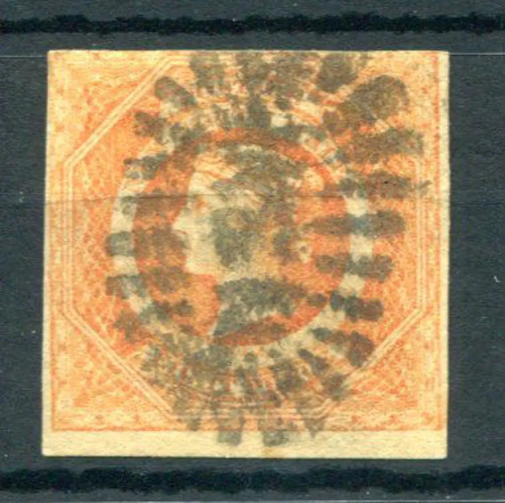 1854 8d dull yellow-orange imperf with 3 clear ... Image 1++