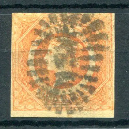 1854 8d dull yellow-orange imperf with 3 clear ...