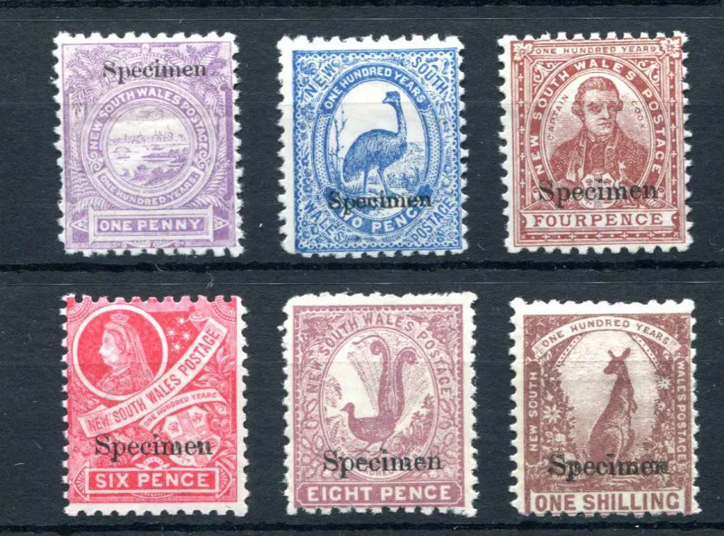 1888/89 Centenary set of 6 with "Specimen" ovpts. ... Image 1++