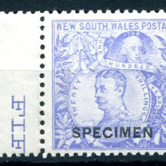 1890 20/- ultramarine, perf 11 with right margin ...