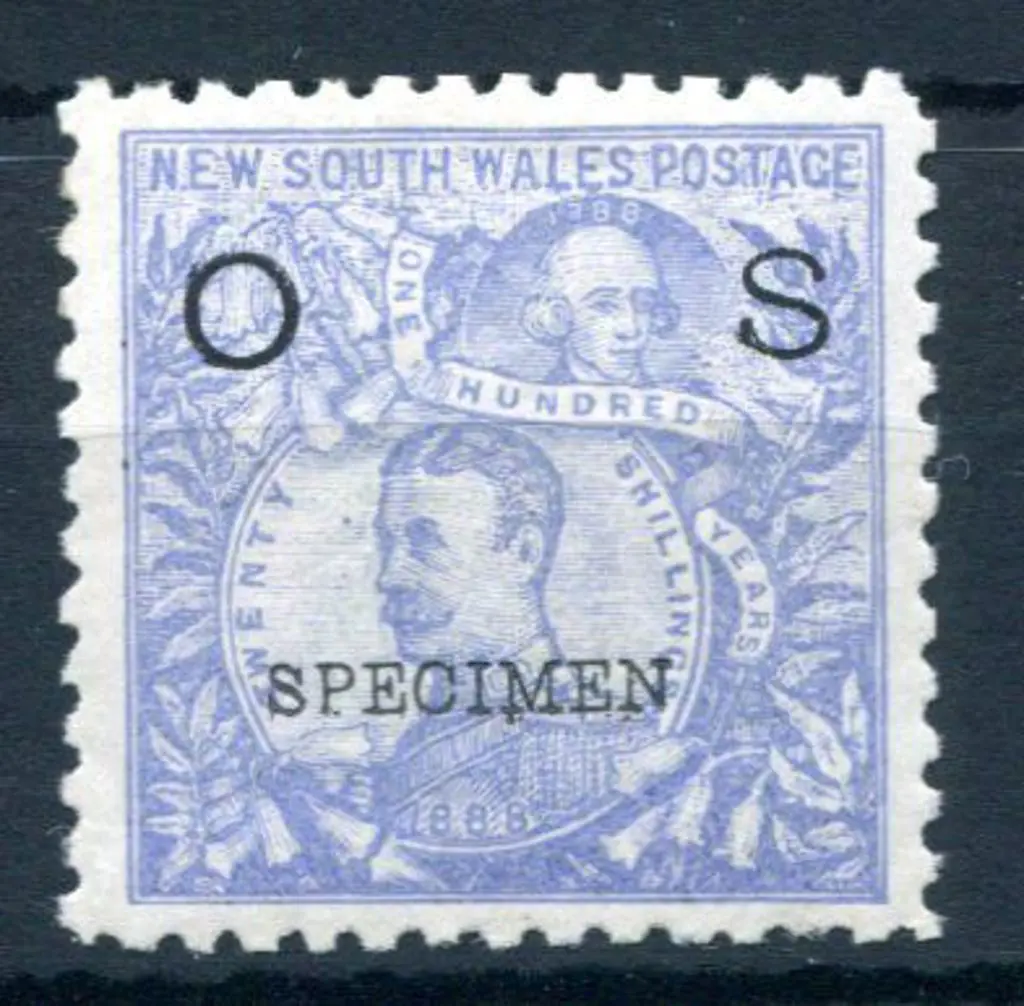 1890/91 20/- cobalt-blue, perf 10 ovptd "OS" & ... Image 1++