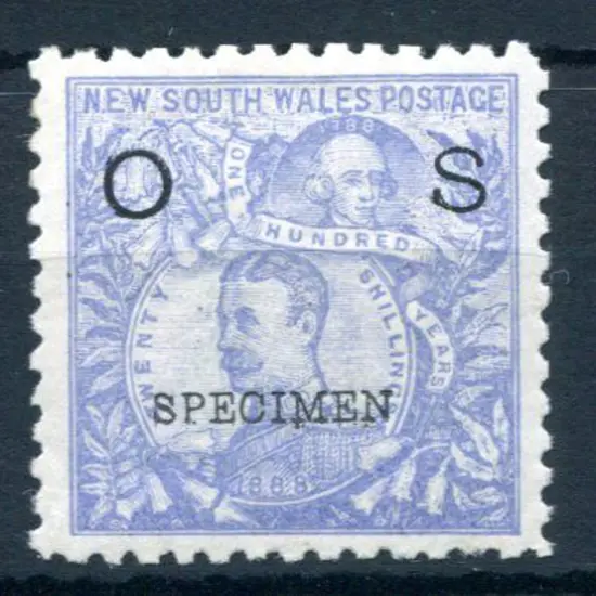 1890/91 20/- cobalt-blue, perf 10 ovptd "OS" & ...