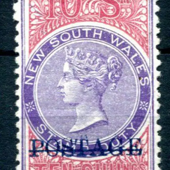 1894 10/- violet & claret perf. 12x11 ovptd ...