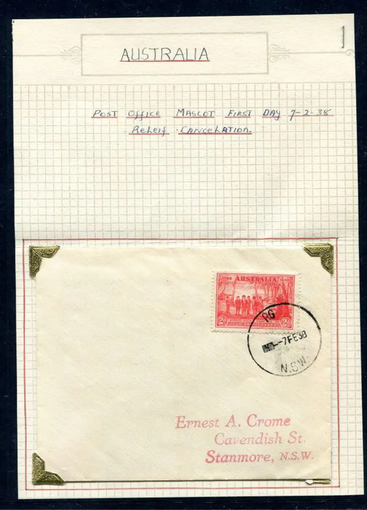 1938 (7th Feb) "RG N.S.W." Relief cds tying 2d NSW ... Image 1++