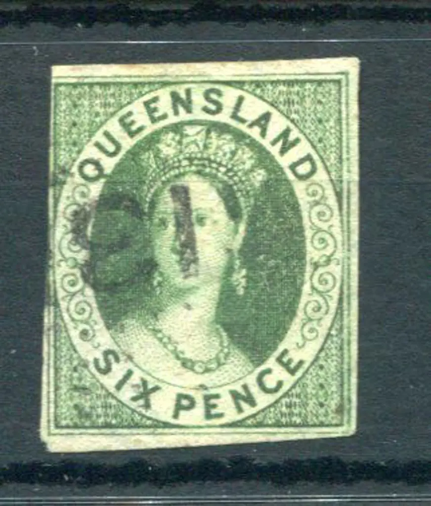 1860 6d green Chalon, wmk star. 3 clear margins, ... Image 1++