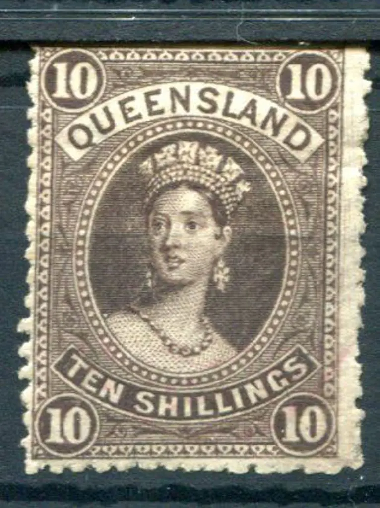 1880 10/- brown. MVLH with usual rough perfs. Rich ... Image 1++