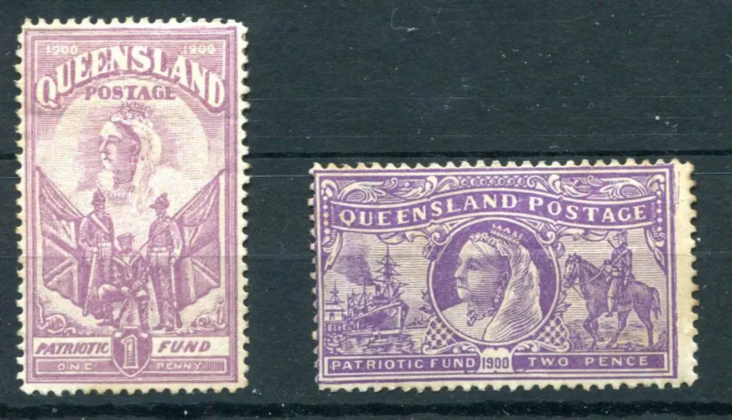 1900 Patriotic Fund pair. Unused with part o.g.. ... Image 1++