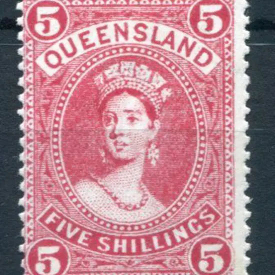 1907 5/- rose. MVLH, centered left. Lovely fresh ...
