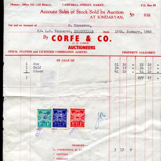 1959 (31st Aug) 6d "BUFFALO FLY CONTROL STAMP" ...