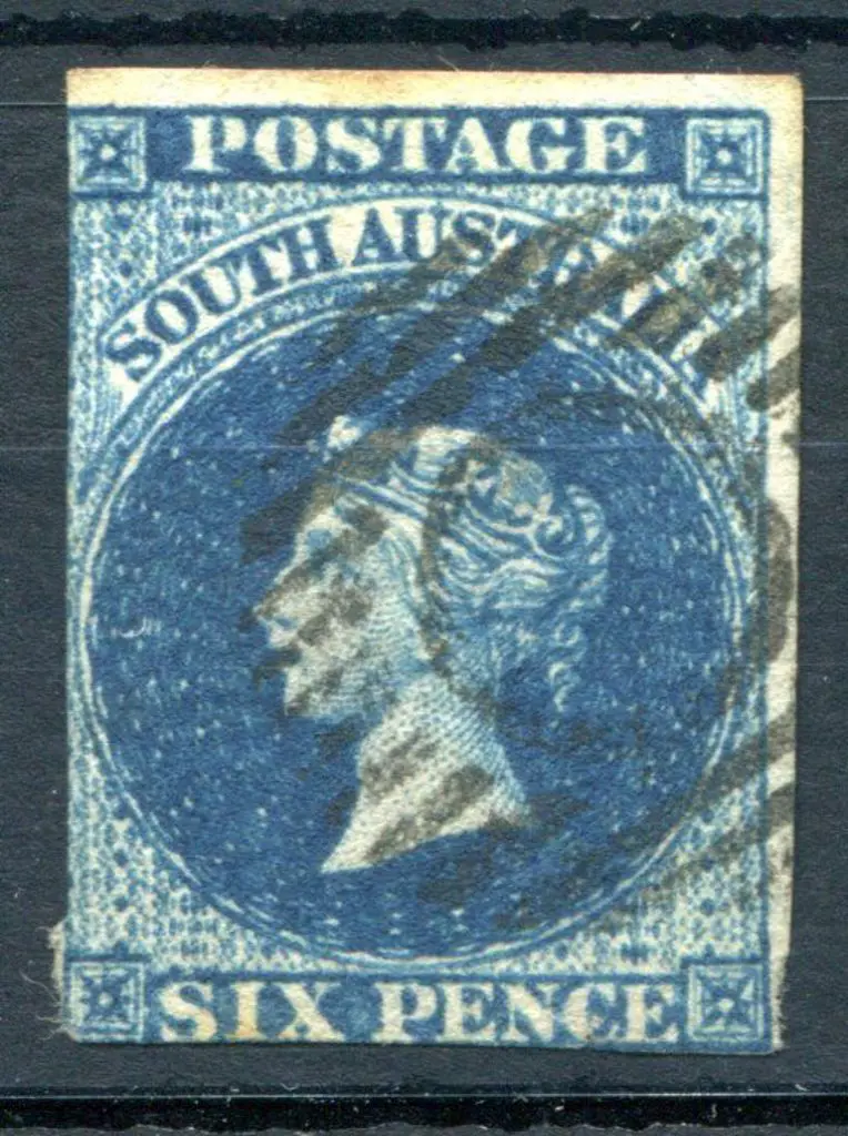 1855 6d deep blue QV fine used by barred circle ... Image 1++