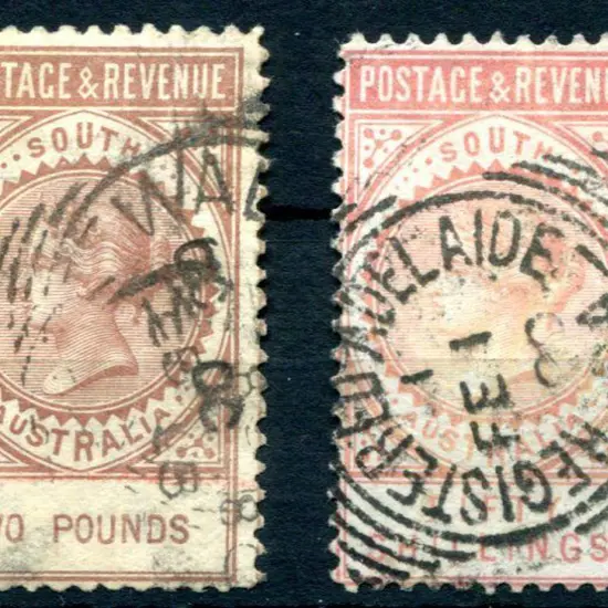1886/96 £2 Venetian red & 50/- dull pink perf. 10. ...