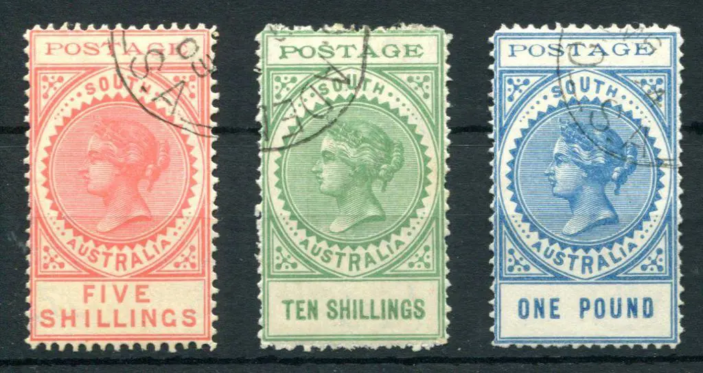 1902/04 5/-, 10/- & £1 all with thin "POSTAGE". ... Image 1++