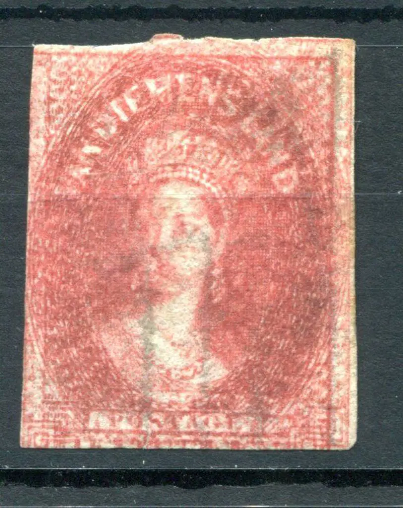 1867 1d carmine imperf. Close to touching margins ... Image 1++