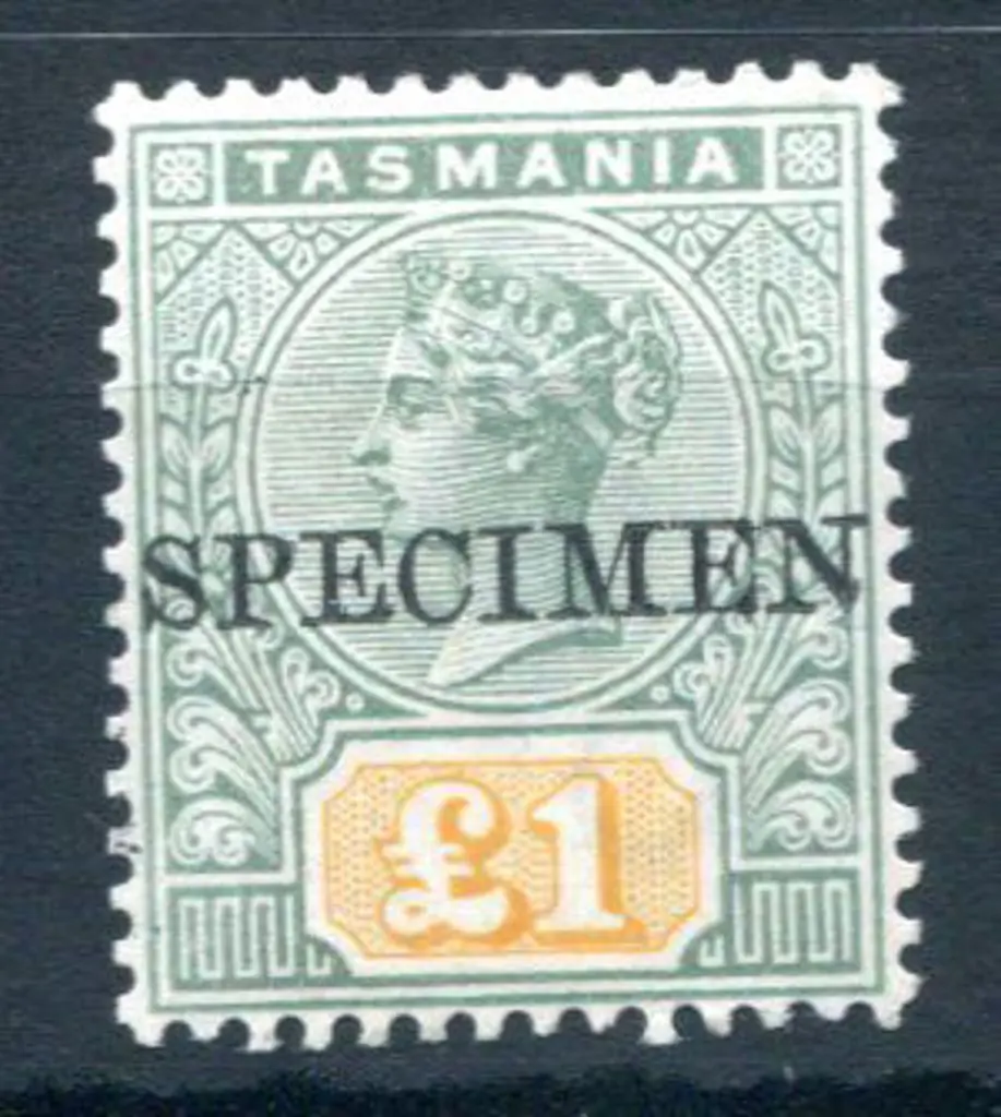 1897 £1 green & yellow ovptd "SPECIMEN". Fine MLH. ... Image 1++